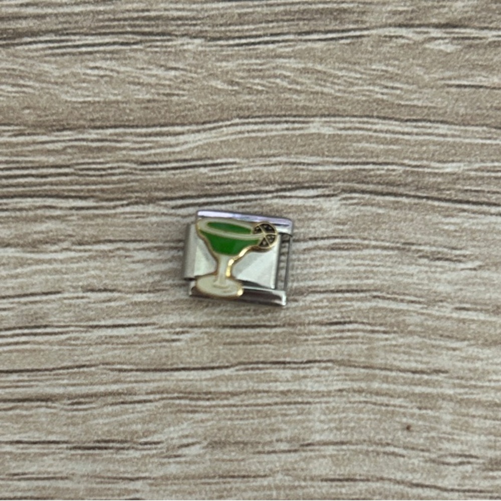 Italian Modular charm bracelet charm - Silver and Green margarita